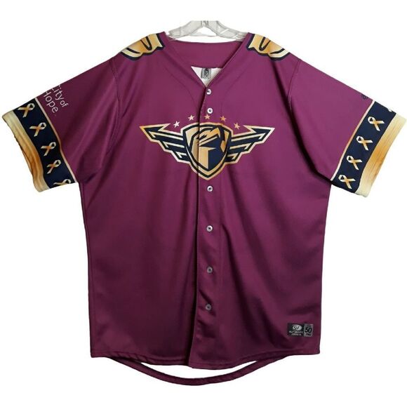 New Lancaster JetHawks Childhood Cancer City of Hope OT Sports Baseball Jersey - Picture 13 of 13